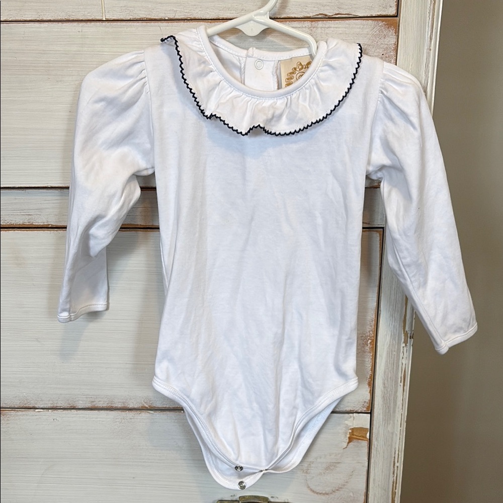 Beaufort bonnet navy Ruffled collar onesie
